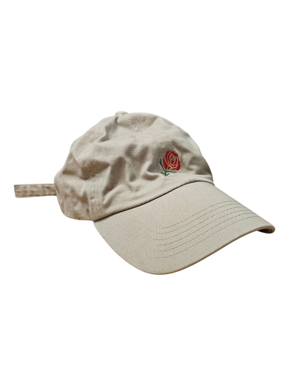 Tan Rose Embroidered Baseball Cap